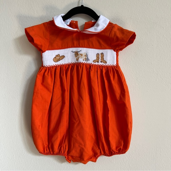 Ruth And Ralph Other - Ruth and Ralph Sz18m Baby Girls Orange Longhorn Smocked Embroidered Dress Sz18m